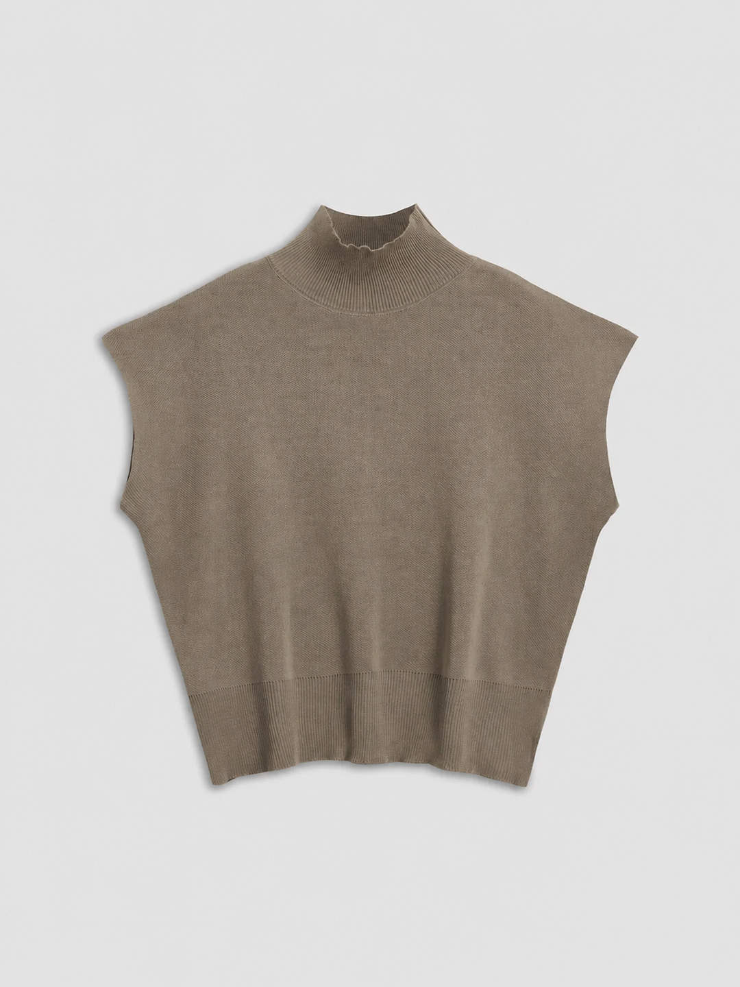 Duttini | Elegant Mock Neck Sleeveless Top Padded Shoulder Vest