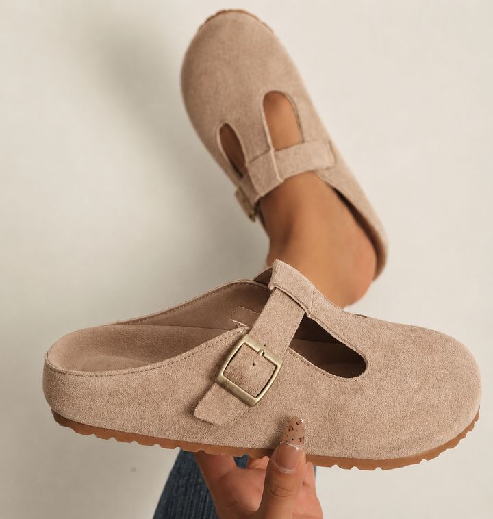 Duttini | Lightweight Yellow Buckle Clogs with Cushioned Support
