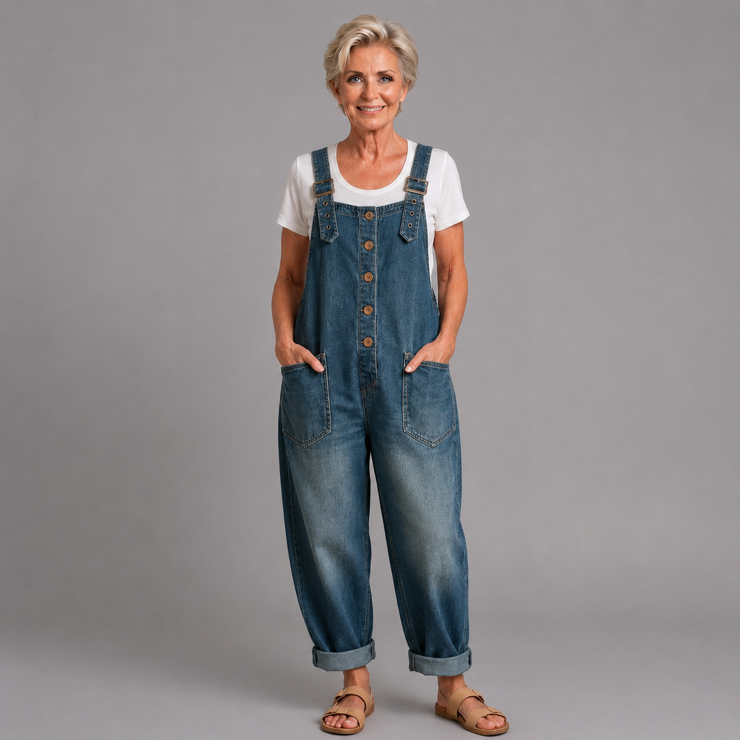Duttini | Sophisticated Wide Leg Button Front Overalls