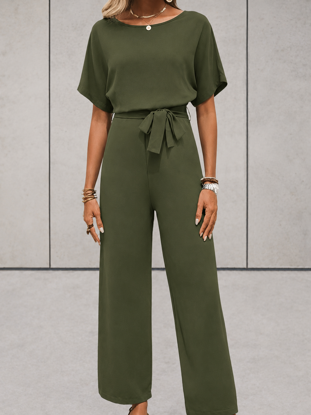Duttini | Effortless Two Piece Set Short Sleeve Top Wide Leg Pants