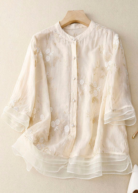 Duttini | Chic Blouse With Floral Accents with Graceful Drape