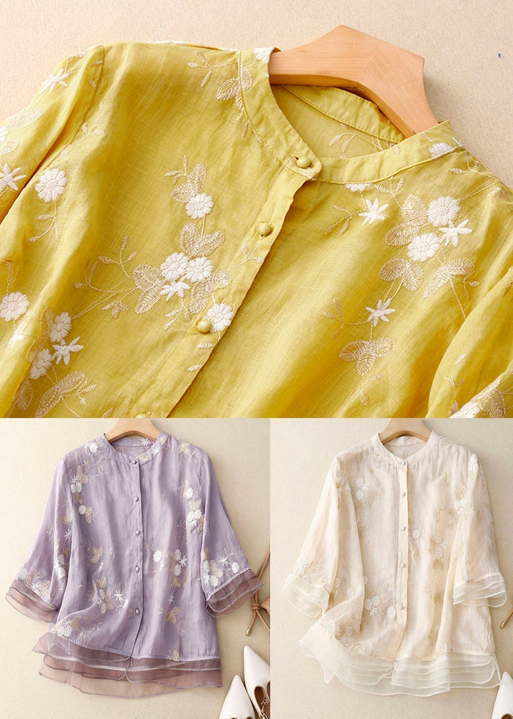Duttini | Chic Blouse With Floral Accents with Graceful Drape