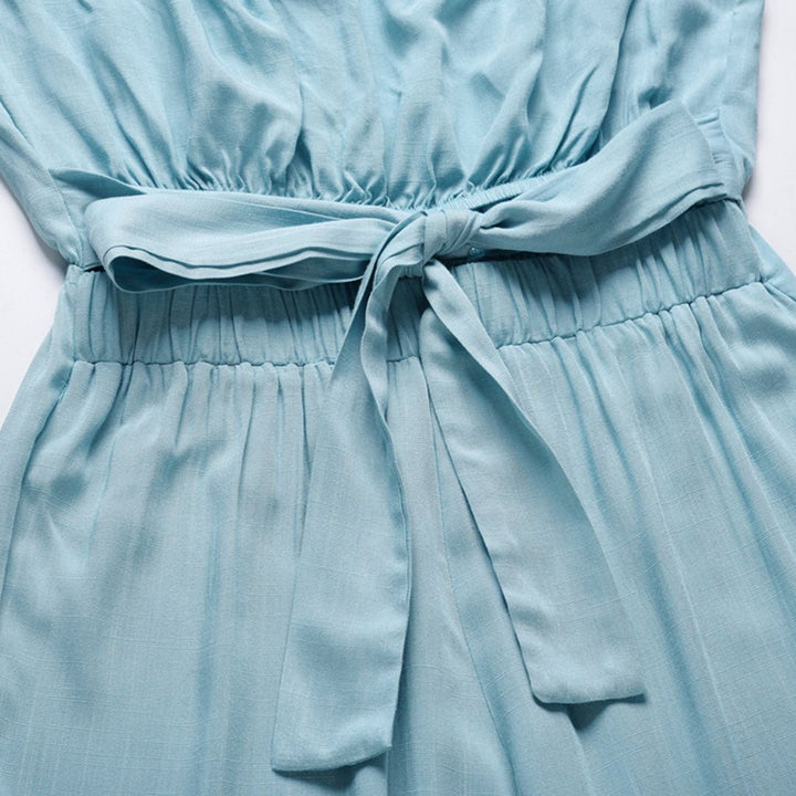 Duttini | Modern Strapless Tie Waist Wide Leg Jumpsuit