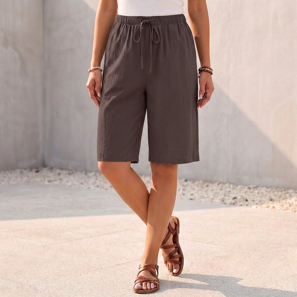 Duttini | Luxe Relaxed Fit Bermuda Shorts With Drawstring Waist