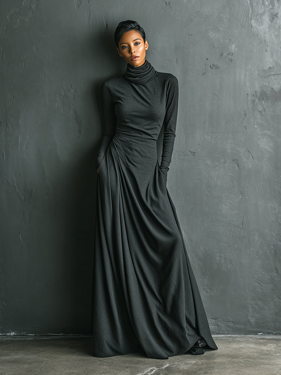 Duttini | Cotton Turtleneck Evening Dress