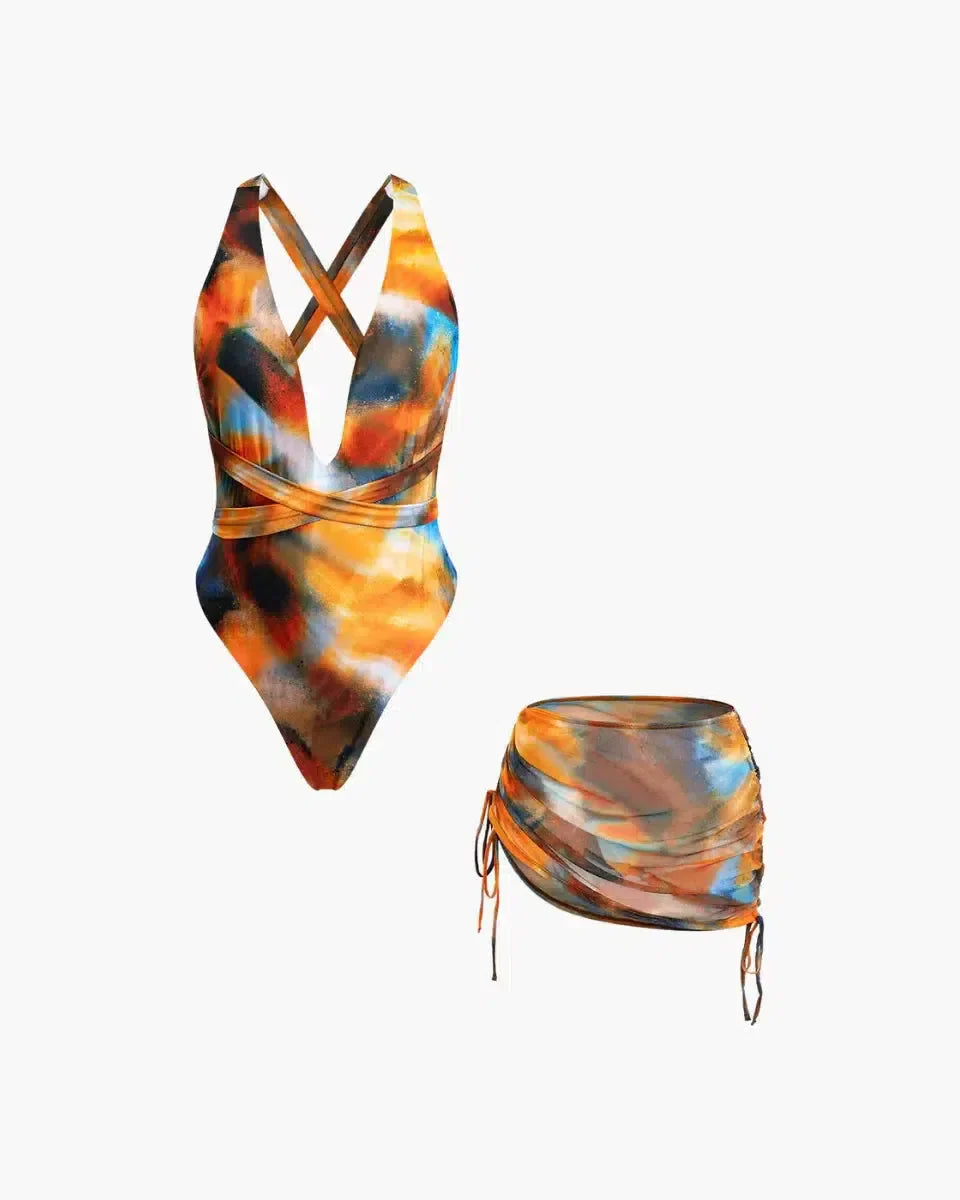 Duttini | Sleek Fit Cross-Back Swimsuit Set