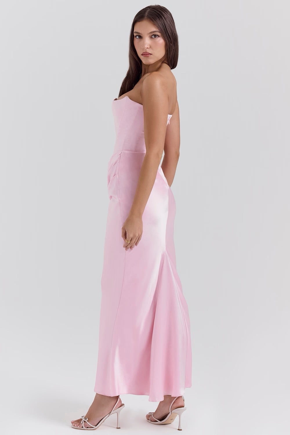 Duttini | Sculpted Wedding Guest Lace Strapless Dress Evening
