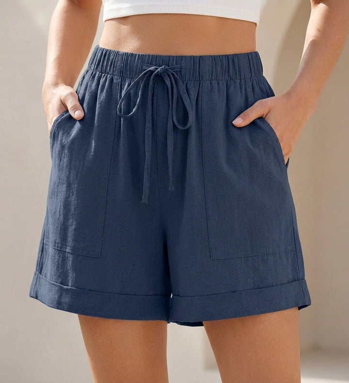 Duttini | Luxe Relaxed Drawstring Shorts With Cuffed Hem And Pockets