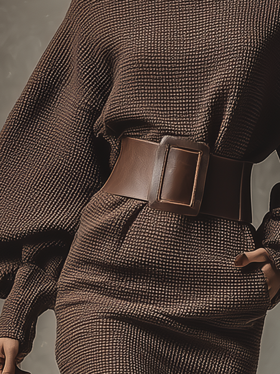 Duttini | Dark Brown Knit Dress