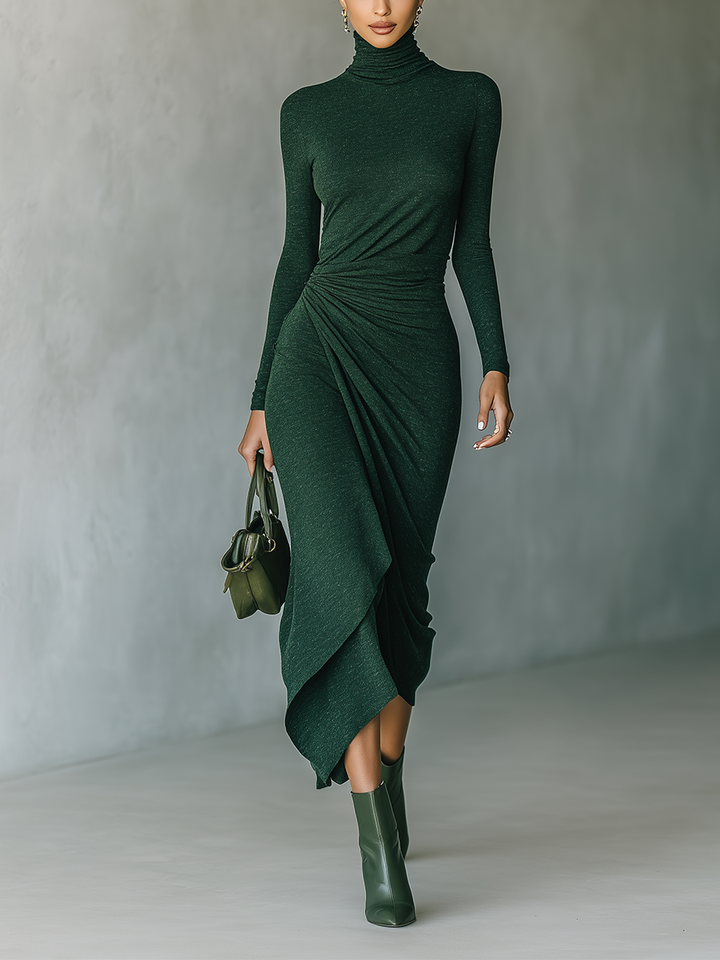 Duttini | Dark Green Knit Wrap Dress