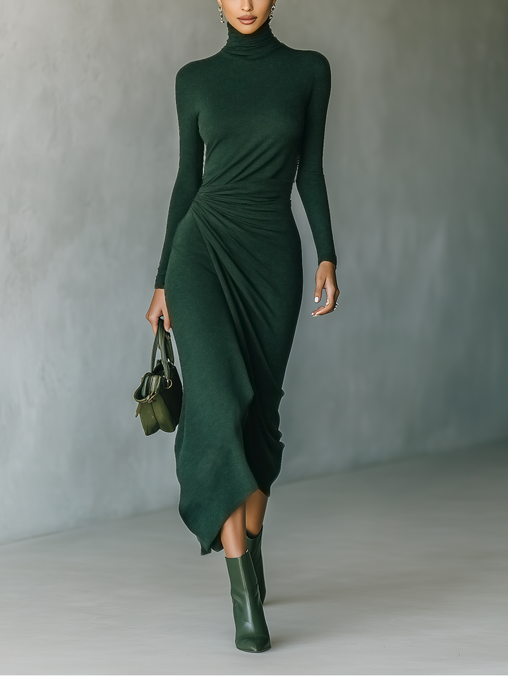 Duttini | Dark Green Knit Wrap Dress