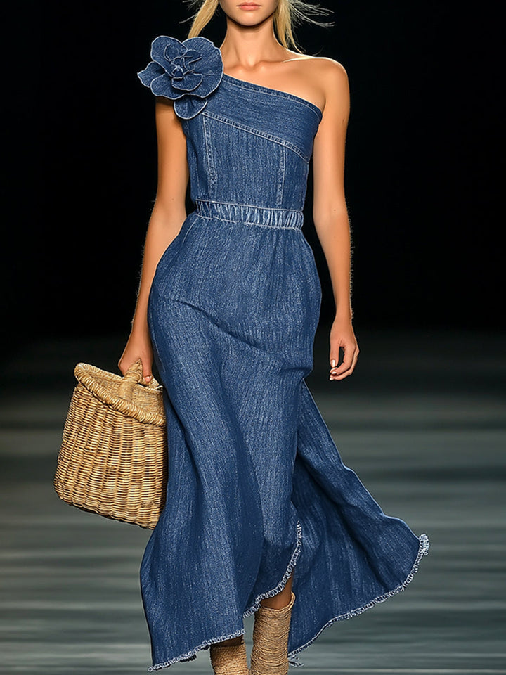 Duttini | Denim Strapless Evening Dress