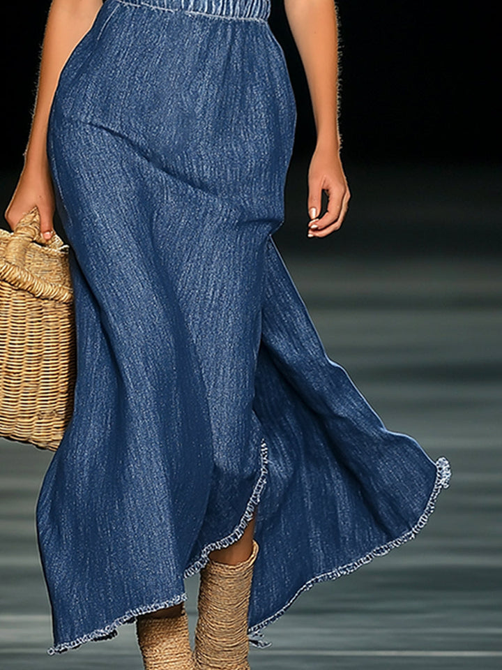 Duttini | Denim Strapless Evening Dress