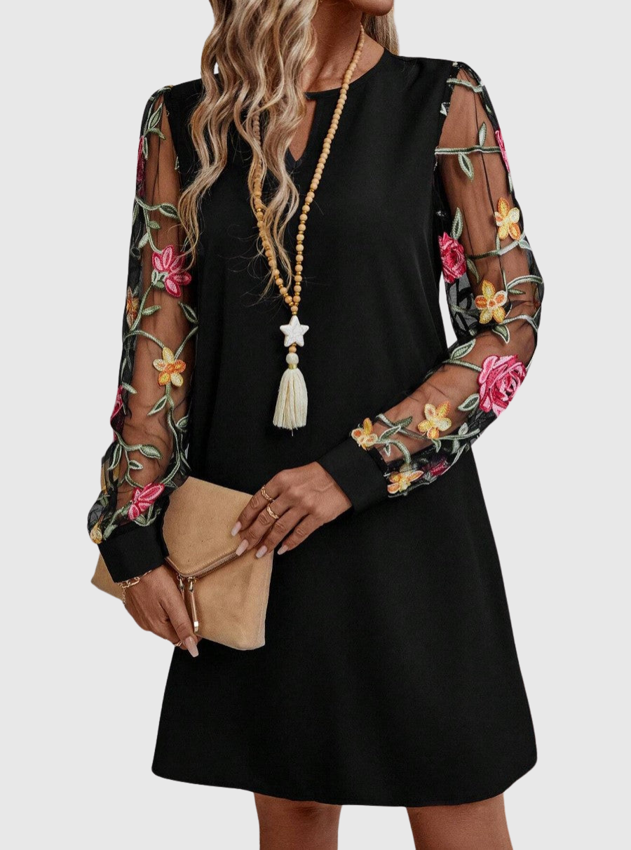 Duttini | Elegant V-Neck Floral Mini Dress for Women