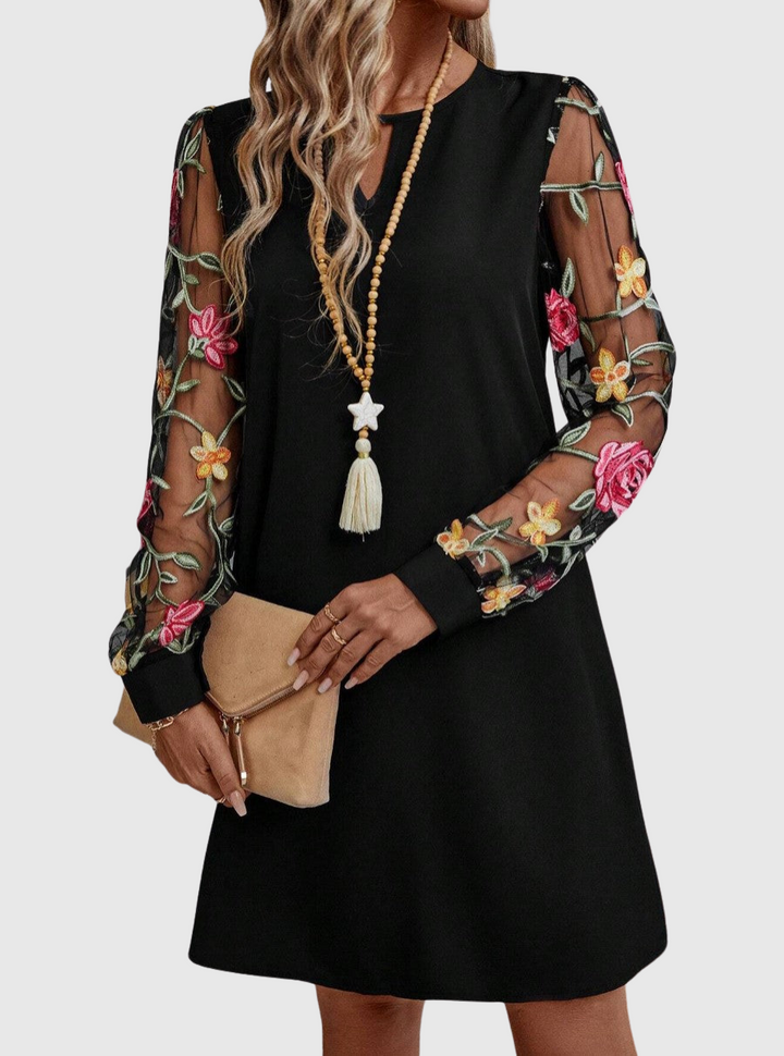 Duttini | Elegant V-Neck Floral Mini Dress for Women