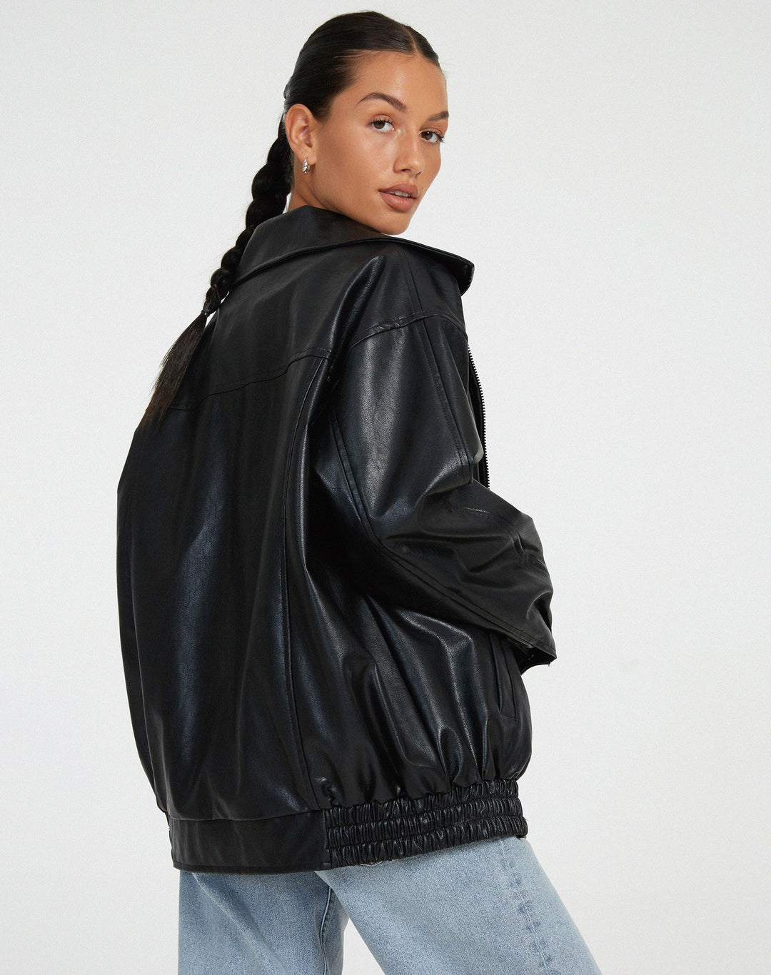 Duttini | Women’s Oversized Leather Bomber Jacket