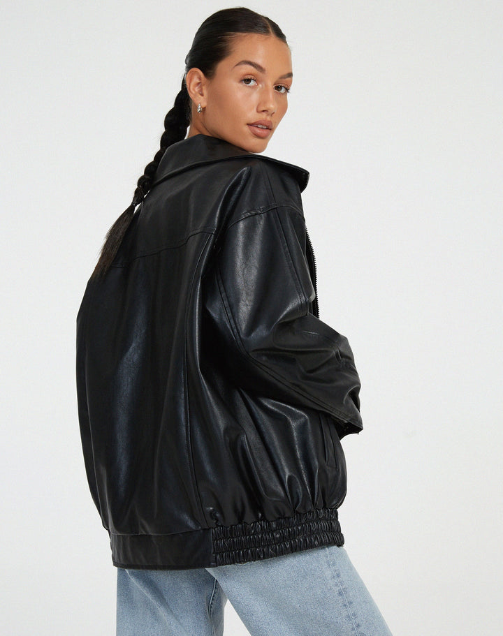 Duttini | Women’s Oversized Leather Bomber Jacket