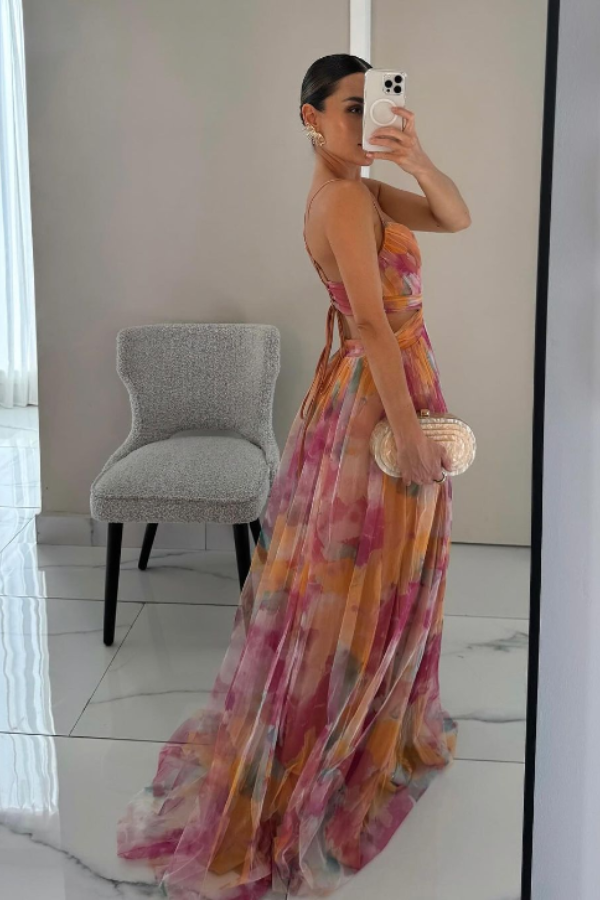 Duttini | Lace-up floral detail maxi dress