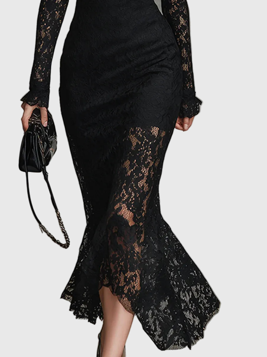 Duttini | Lace Fishtail Maxi Dress for Women in Elegant Style