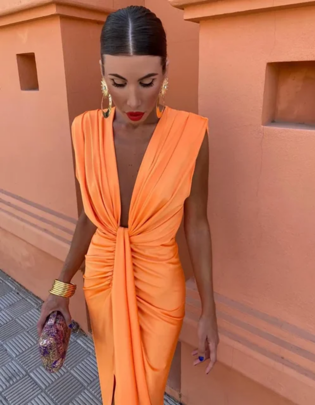 Duttini | Draped Plunge Evening Dress