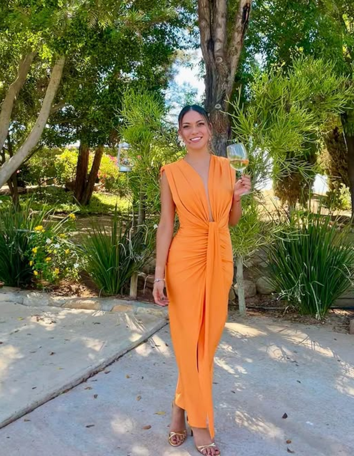 Duttini | Draped Plunge Evening Dress