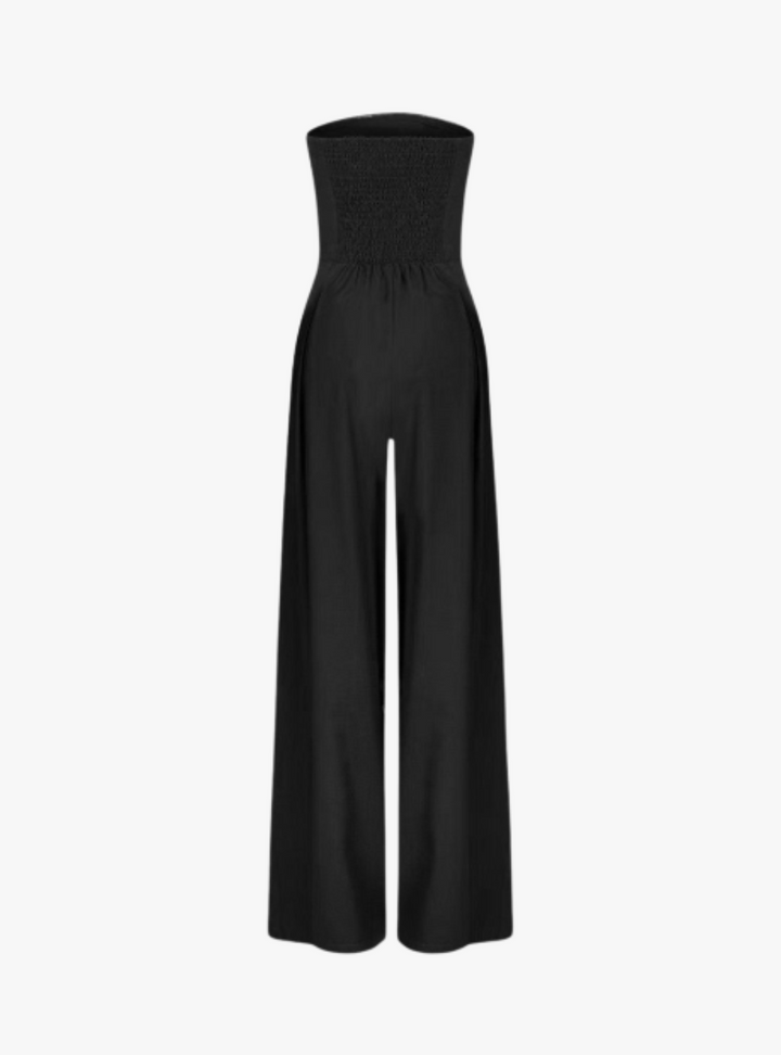 Duttini | Strapless Tailored Wide Leg Jumpsuit