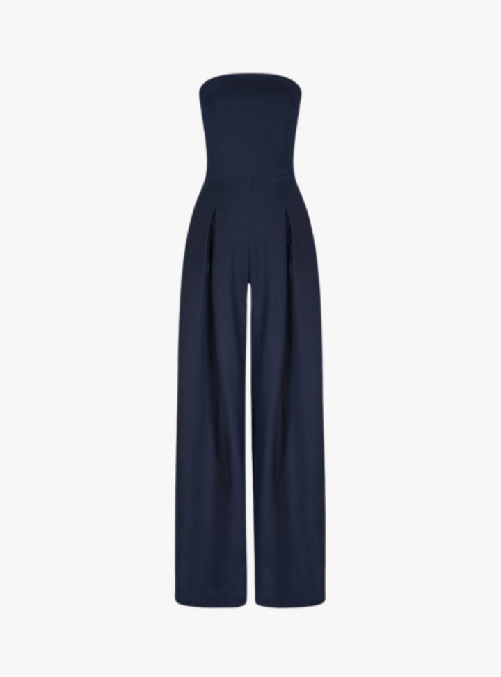 Duttini | Strapless Tailored Wide Leg Jumpsuit
