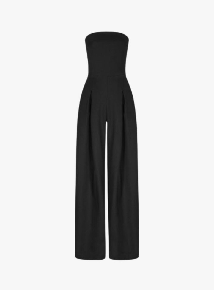 Duttini | Strapless Tailored Wide Leg Jumpsuit