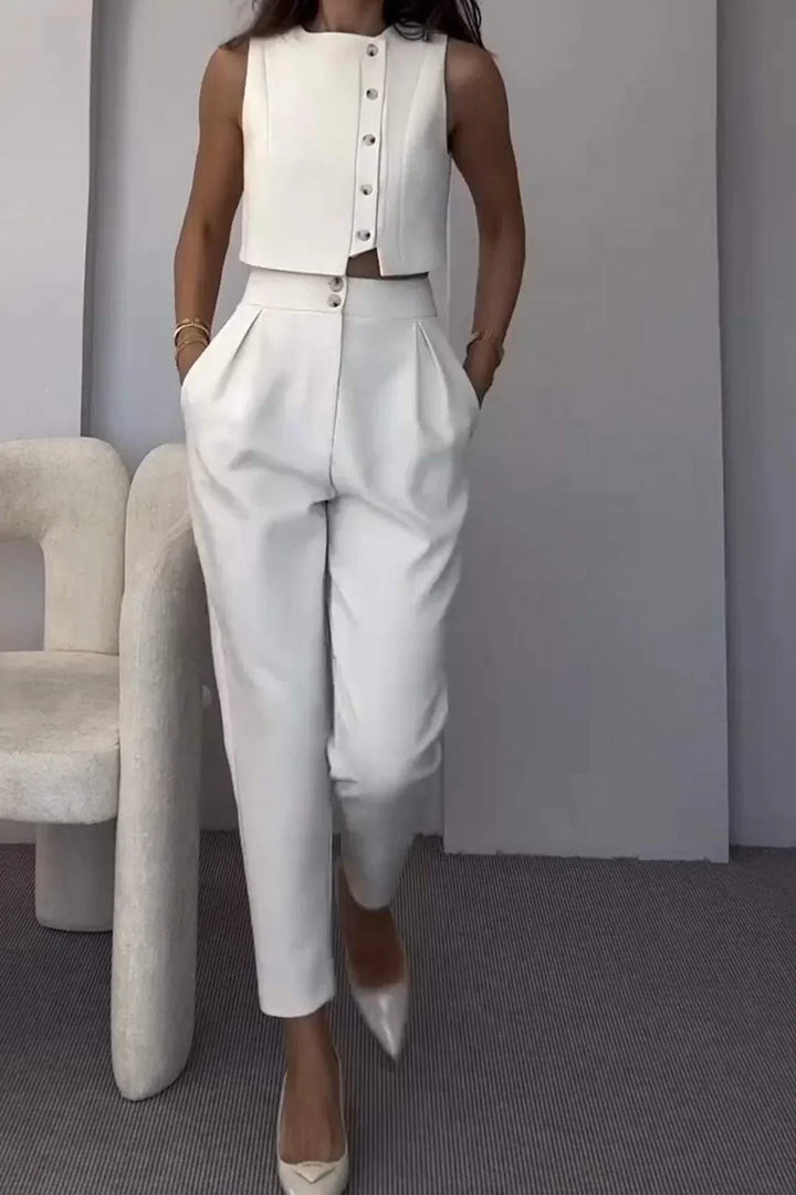 Duttini | Cropped vest and tapered trousers set