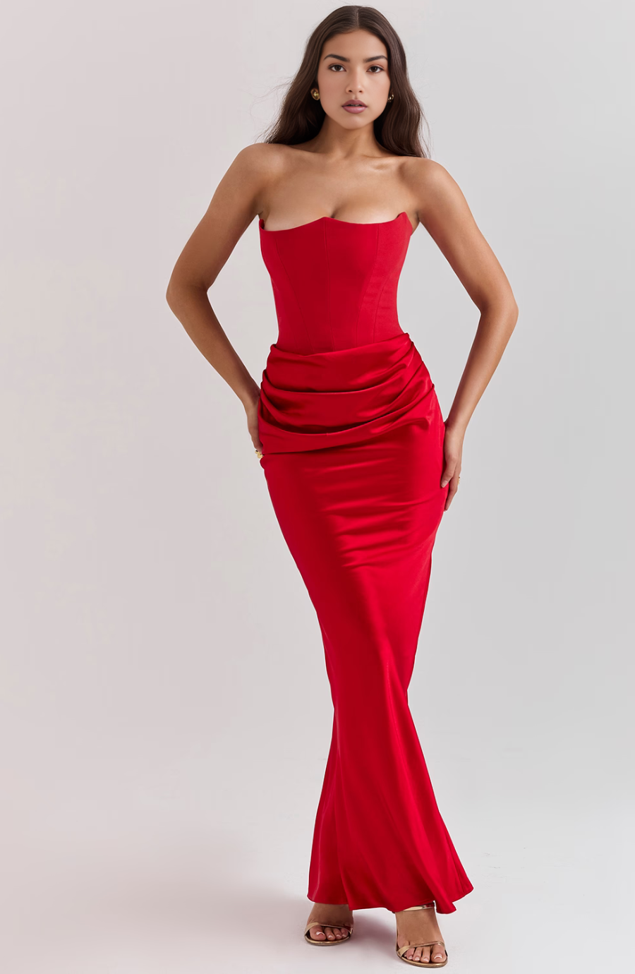 Duttini | Sculpted Wedding Guest Lace Strapless Dress Evening