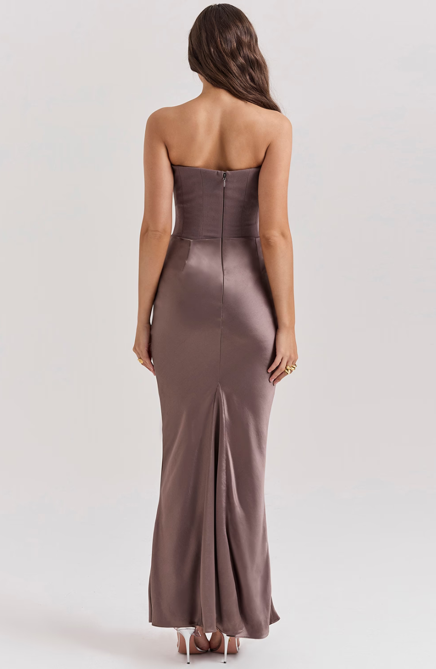 Duttini | Sculpted Wedding Guest Lace Strapless Dress Evening