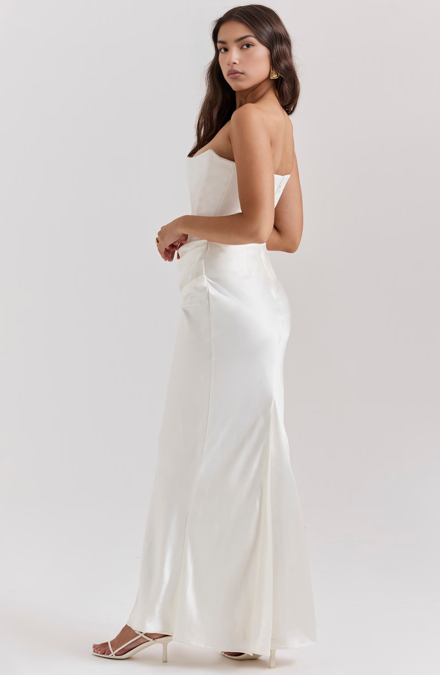 Duttini | Sculpted Wedding Guest Lace Strapless Dress Evening