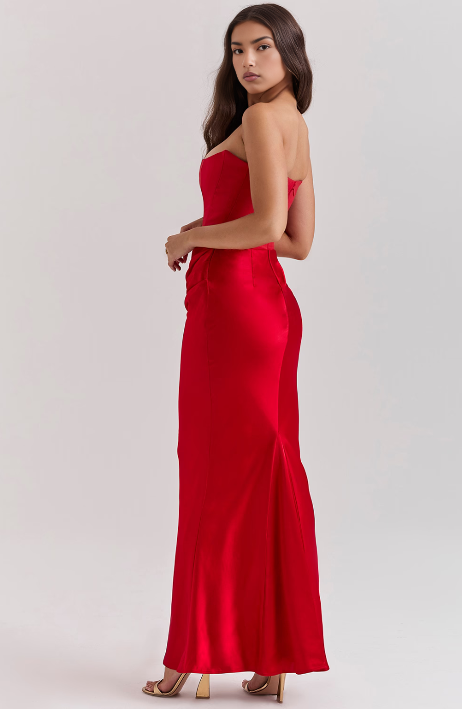 Duttini | Sculpted Wedding Guest Lace Strapless Dress Evening