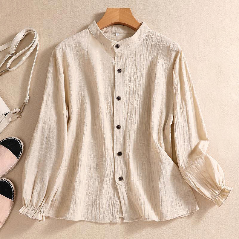 Duttini | Modern Breezy Artisan Crinkle Cotton Blend Tunic Blouse
