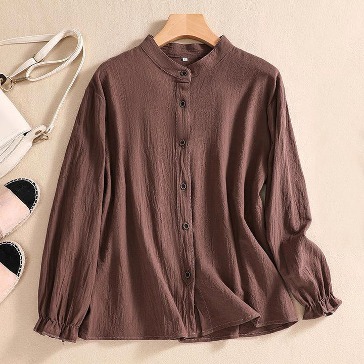 Duttini | Modern Breezy Artisan Crinkle Cotton Blend Tunic Blouse