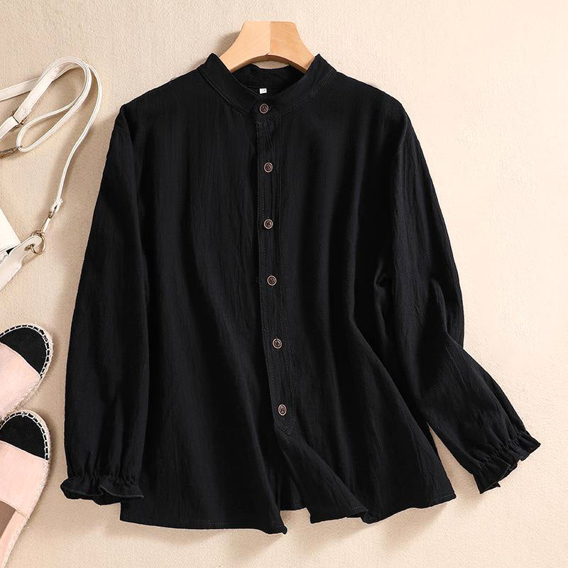 Duttini | Modern Breezy Artisan Crinkle Cotton Blend Tunic Blouse