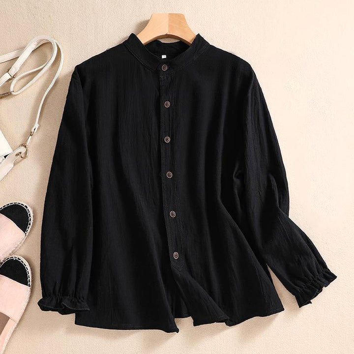 Duttini | Modern Breezy Artisan Crinkle Cotton Blend Tunic Blouse