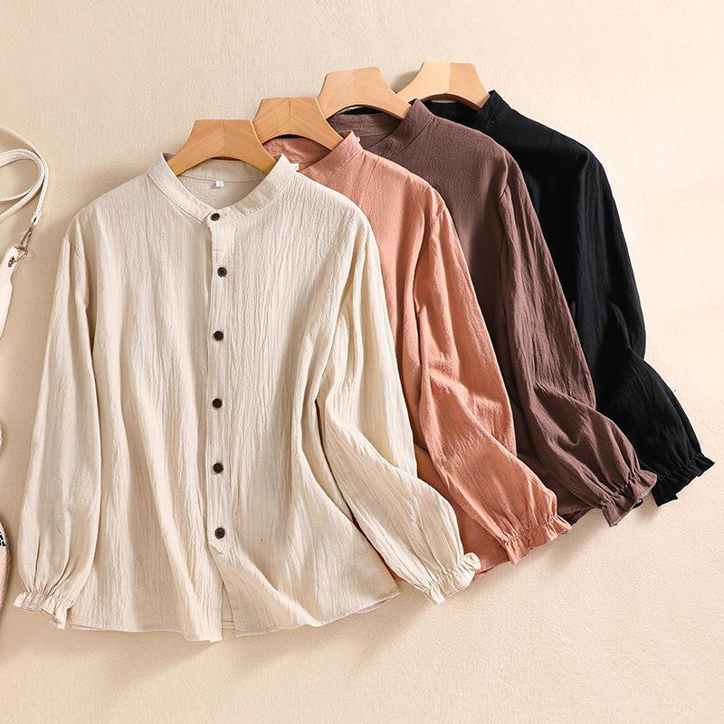 Duttini | Modern Breezy Artisan Crinkle Cotton Blend Tunic Blouse
