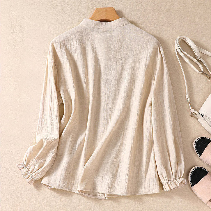 Duttini | Modern Breezy Artisan Crinkle Cotton Blend Tunic Blouse