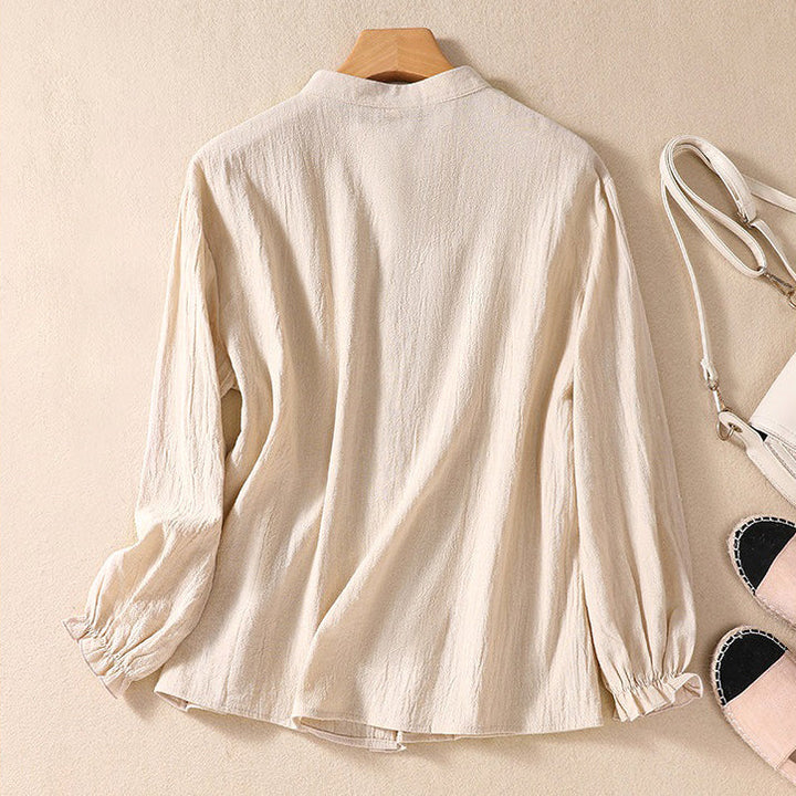 Duttini | Modern Breezy Artisan Crinkle Cotton Blend Tunic Blouse