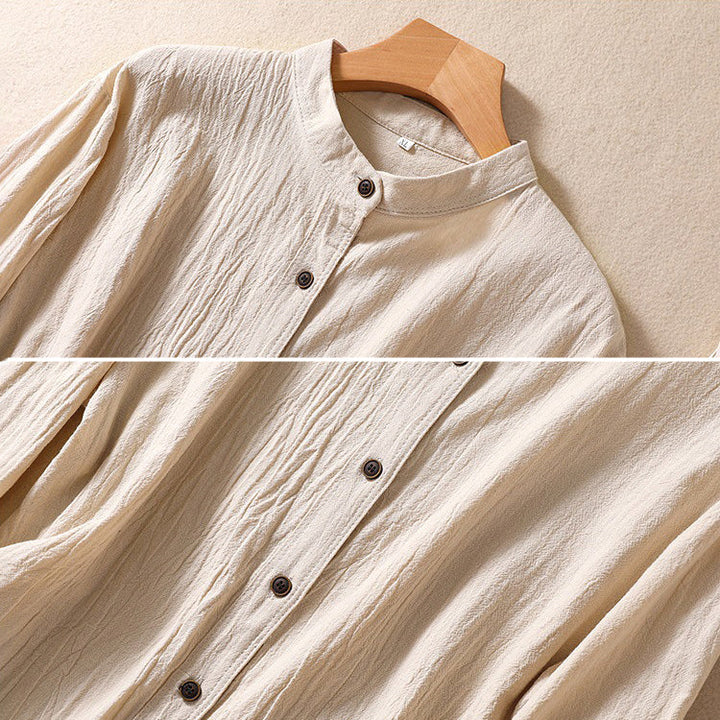 Duttini | Modern Breezy Artisan Crinkle Cotton Blend Tunic Blouse