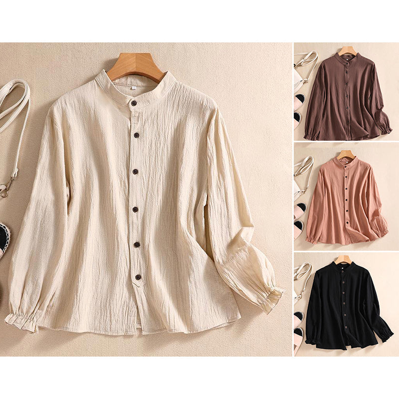 Duttini | Modern Breezy Artisan Crinkle Cotton Blend Tunic Blouse
