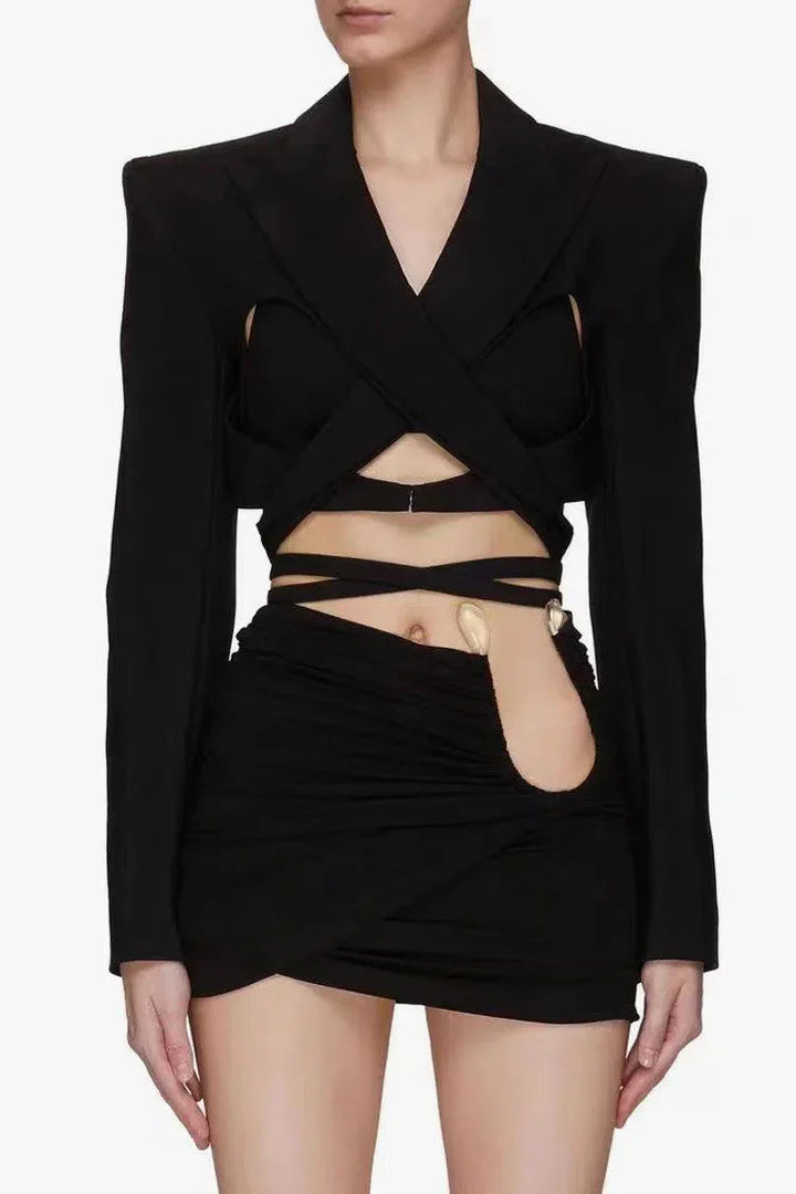 Duttini | Strong-shoulder cutout blazer