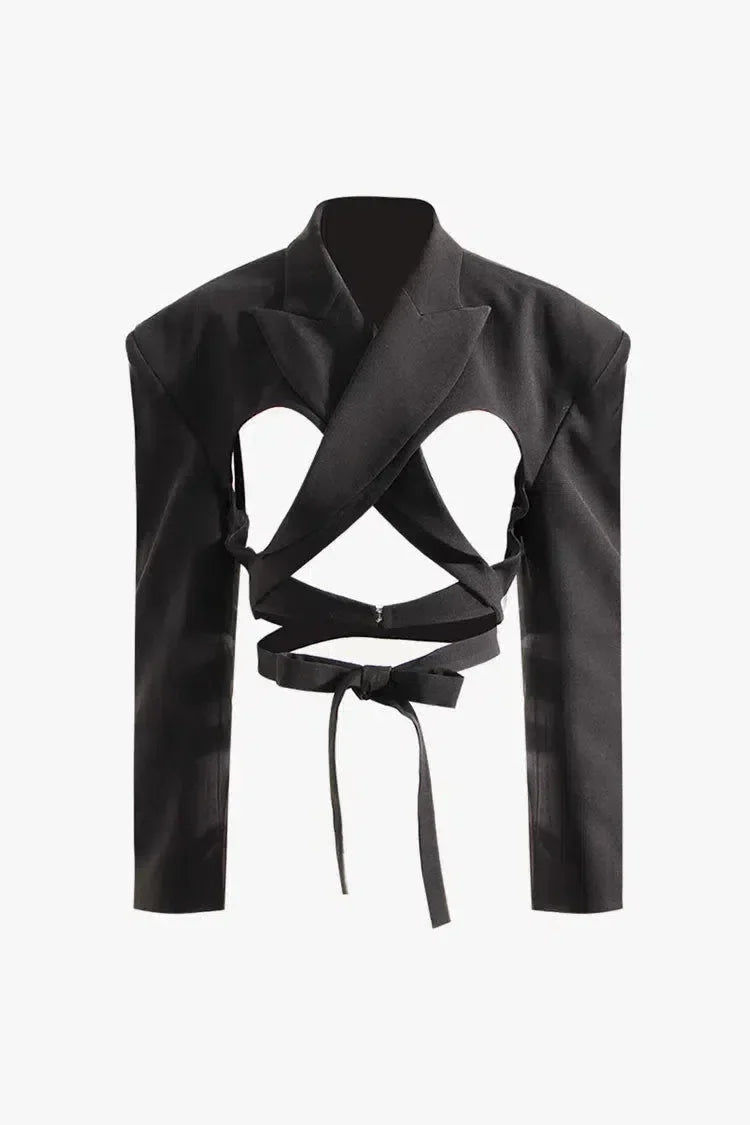 Duttini | Strong-shoulder cutout blazer
