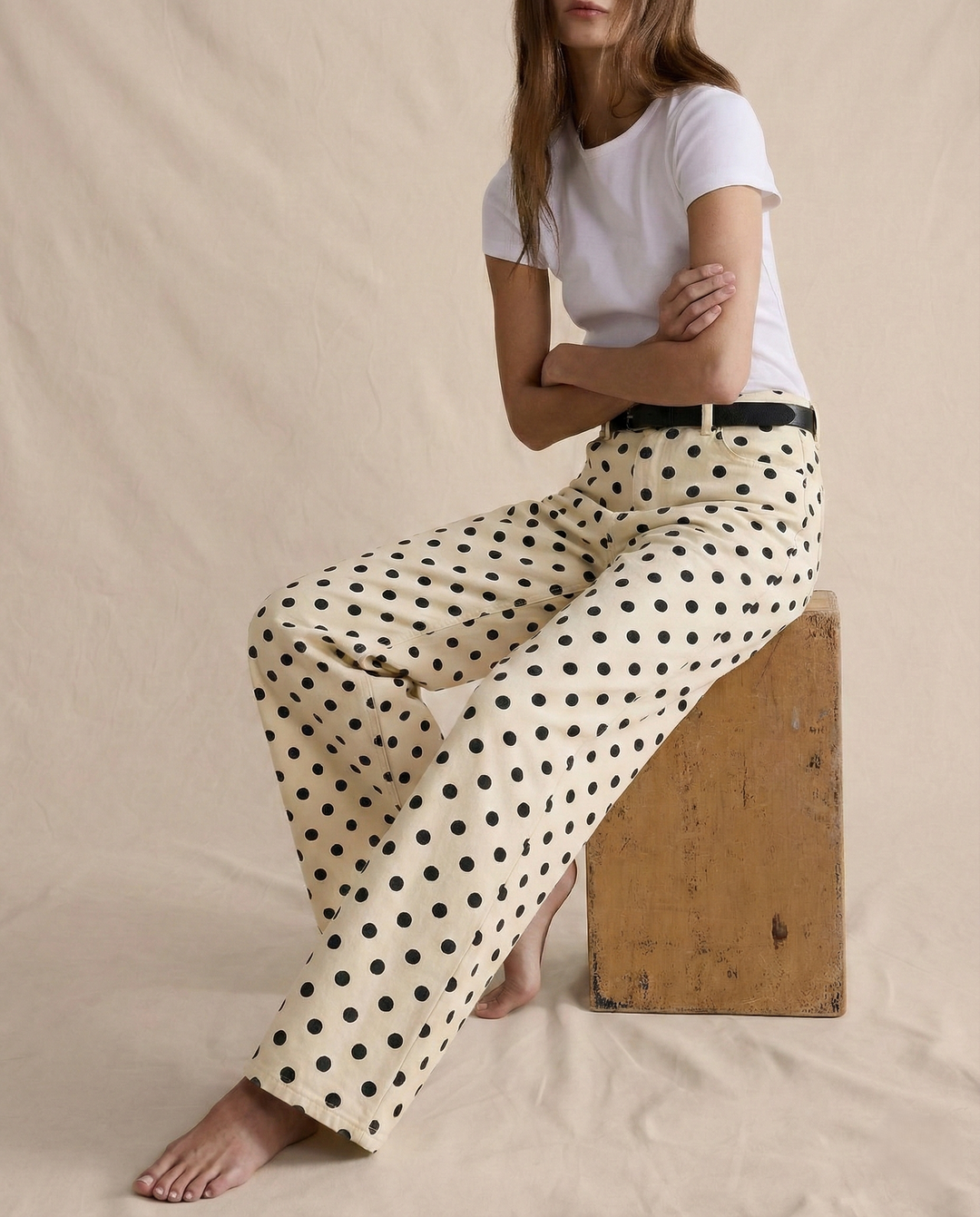 Duttini | Wide-Leg Trouser for Women in Polka Dot Print