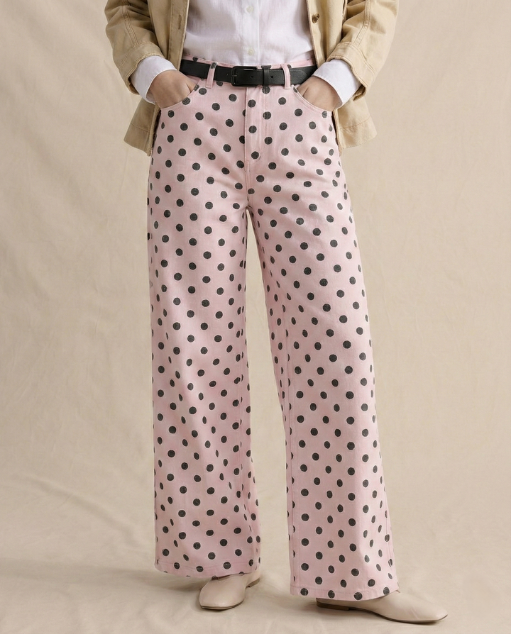 Duttini | Wide-Leg Trouser for Women in Polka Dot Print