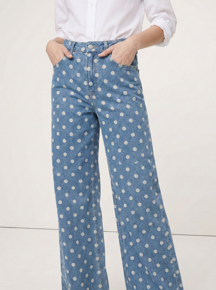 Duttini | Wide-Leg Trouser for Women in Polka Dot Print