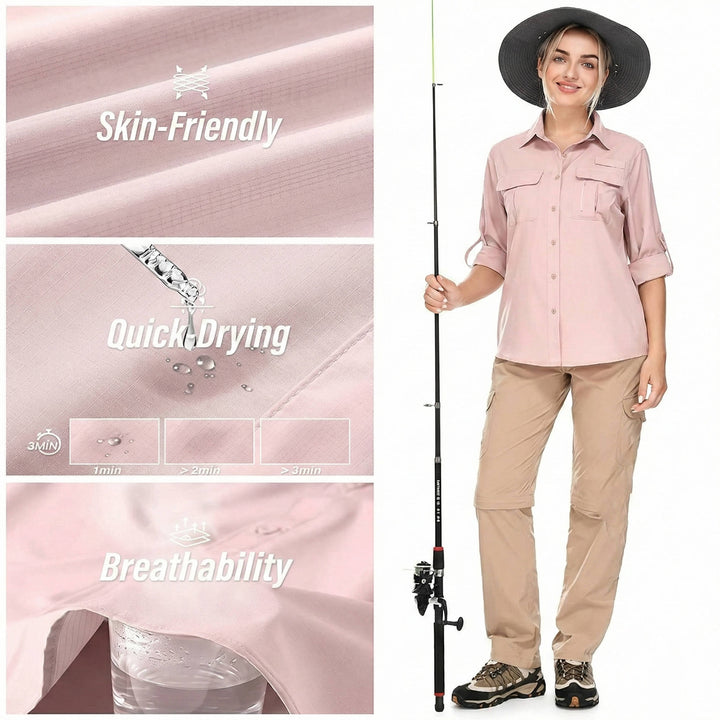 Duttini | Romantic UPF 50 Long Sleeve Hiking Shirt Roll-Up Safari Shirt