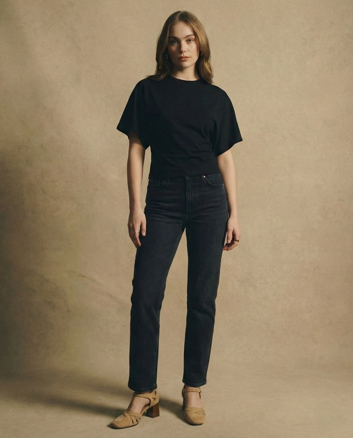 Duttini | Drape Cotton Tee for Women in White