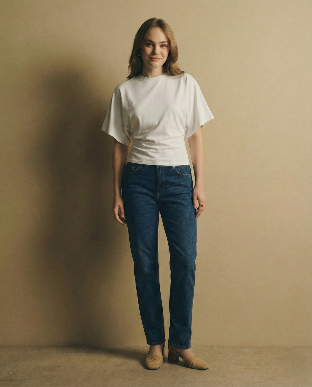 Duttini | Drape Cotton Tee for Women in White